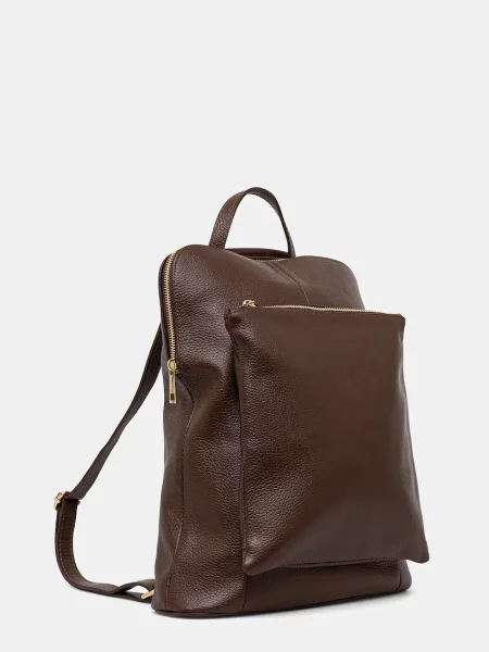 Кожаный однотонный большой рюкзак Answear.lab коричневый