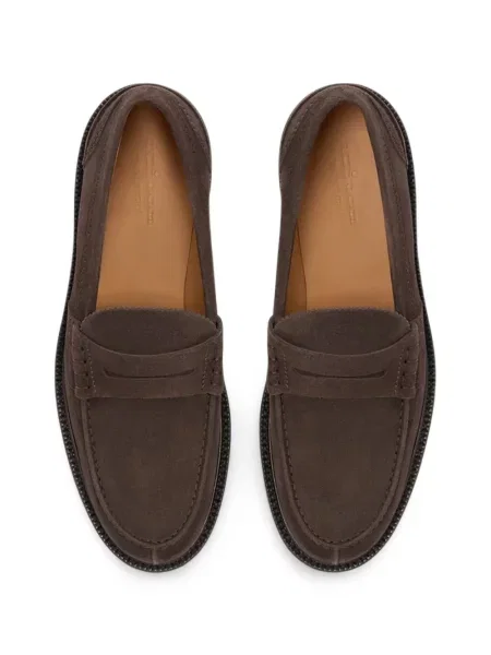 Pantofi loafer Kiton din piele de căprioară maro