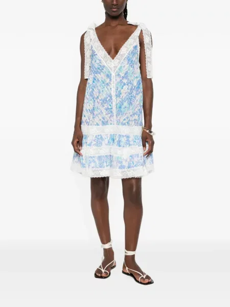 Rochie mini Zimmermann cu model floral cu imagine albastru