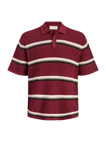 JACK & JONES Pulover JORMAINE roz / roșu vin / negru alb