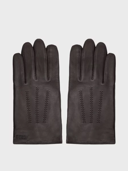 Кожаные перчатки Boss коричневые