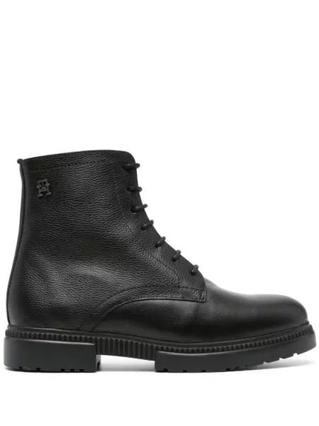 Botine Tommy Hilfiger cu șireturi din piele negru