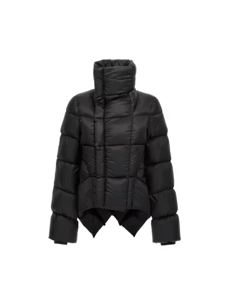 Kurtka skórzana Rick Owens z wysokim kołnierzem pikowana czarna