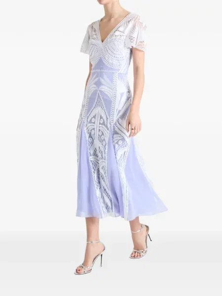 Rochie Temperley London cu broderie albastru