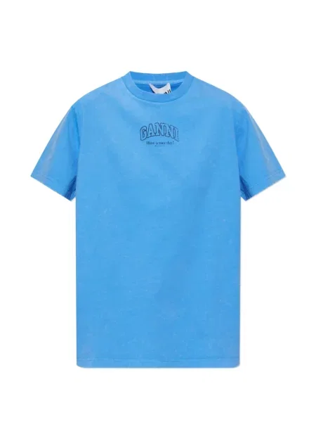 Tricou Ganni cu imagine albastru
