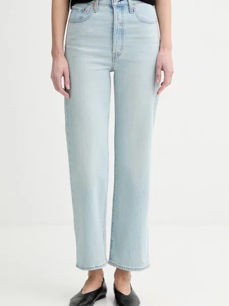 Levi's blugi straight pentru femei RIBCAGE STRAIGHT ANKLE albastru