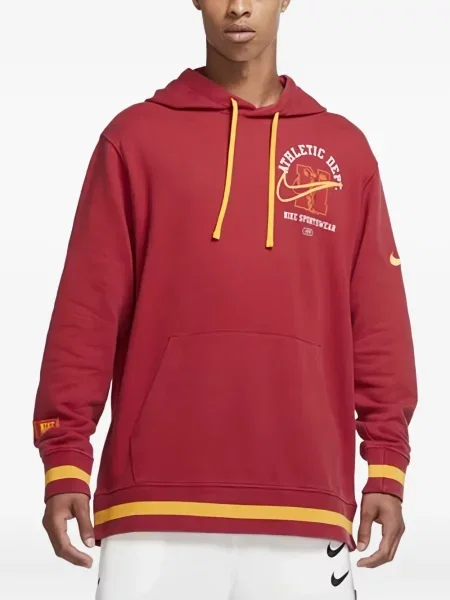 Geacă parka Nike alergare din fleece roșu