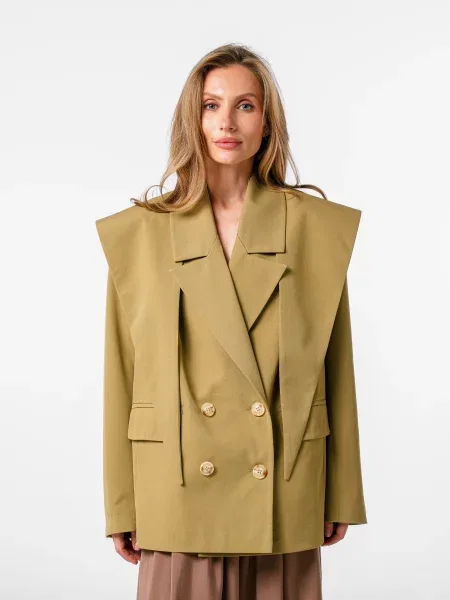 Блейзер Emmelie Delage KATE BLAZER оливковий текстиль
