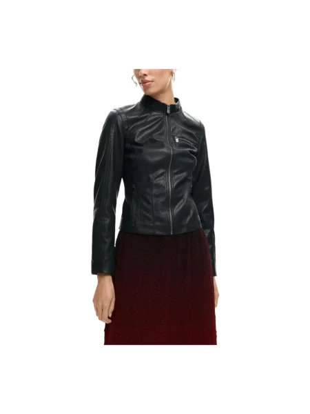 Kurtka skórzana Desigual czarna