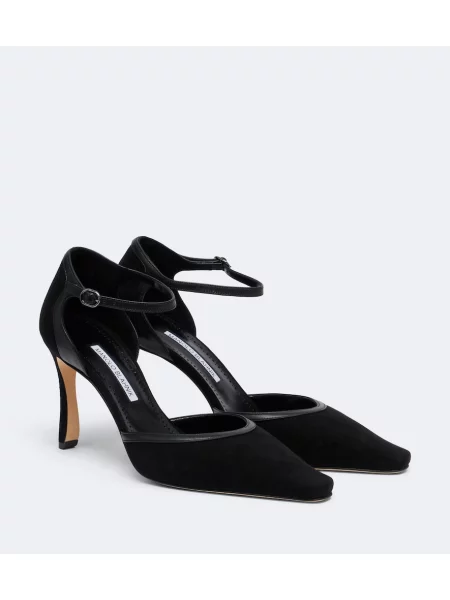 Pantofi cu toc Manolo Blahnik din piele de căprioară negru