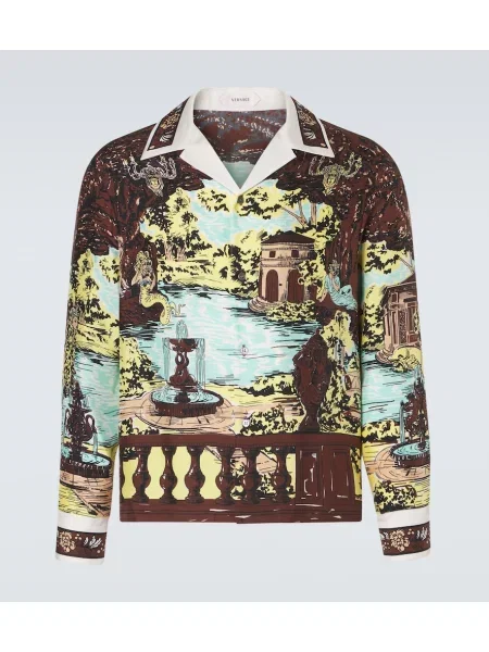 Копринена риза Versace с принт