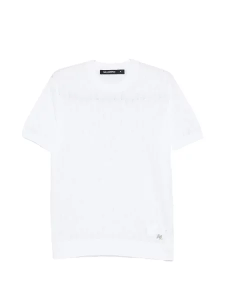 Tricou Karl Lagerfeld scurt cu autograf alb