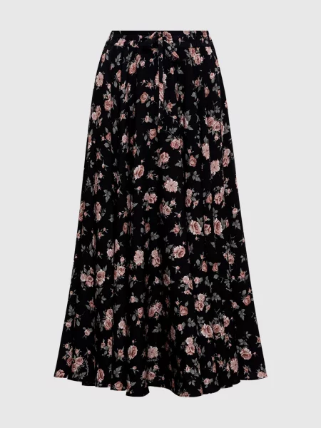 Спідниця міді із шовку в квітковий принт Dolce&gabbana чорна