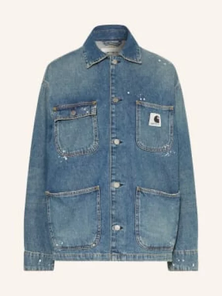 Carhartt Wip Džínová Bunda Og Michigan Coat blue destroy wash splatter modrá