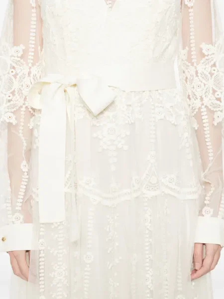 Костюм миди рокля Elie Saab с дантела до коляното бяло