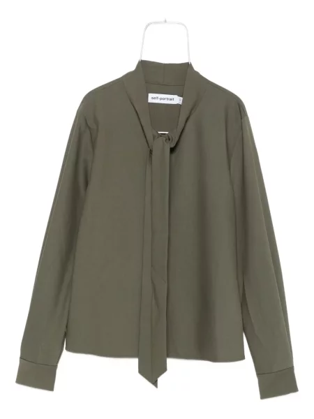 Bluză Self-portrait cu funde lungă verde