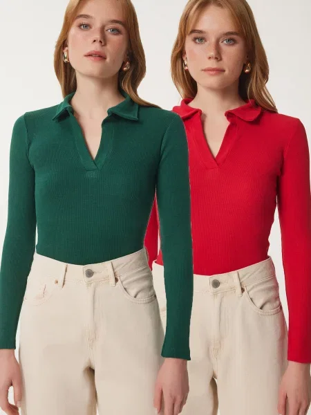 Happiness İstanbul Pulover verde pin roșu