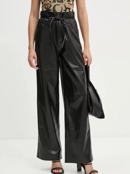 Nanushka spodnie SATO proste high waist czarny