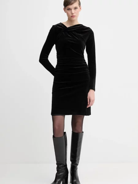 Велюрова сукня Dkny mini облягаюча чорний
