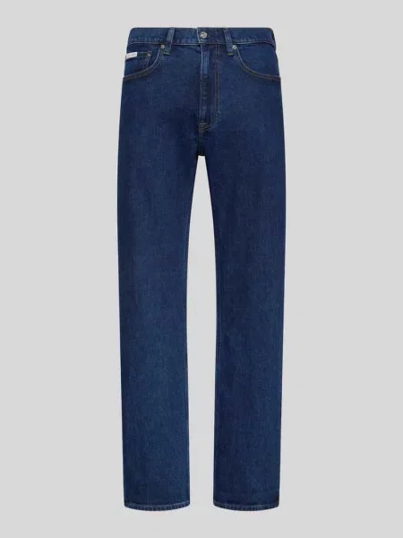 Jeansy o kroju straight fit z czystej bawełny Calvin Klein Jeans granatowe