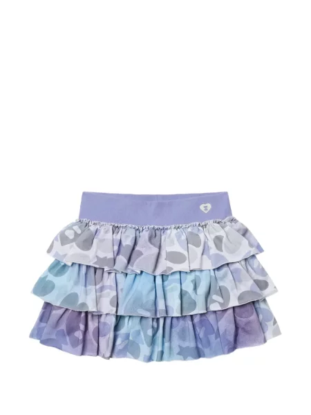 Fusta mini Apee™ By *a Bathing Ape® cu imagine cu model camuflaj violet