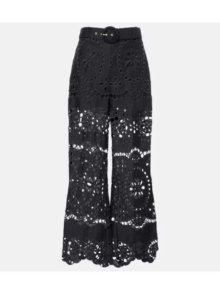 Pantaloni Zimmermann cu broderie de in negru
