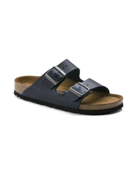 Birkenstock Arizona Soft Footbed Oiled Nubuck Leather Narrow Fit Kobiety Sandały Birkenstock Size: niebieski
