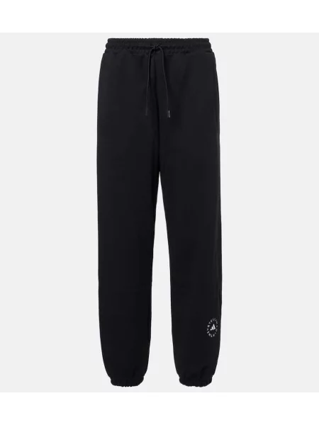 Pantaloni sport Adidas By Stella Mccartney cu autograf negru