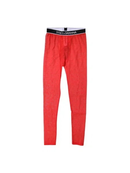 Spodnie Dolce And Gabbana koronkowe z logo czerwone
