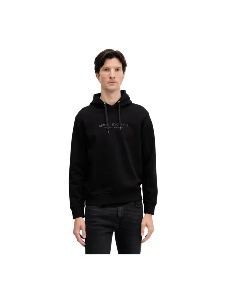 Bluza z kapturem Armani Exchange z kapturem czarna
