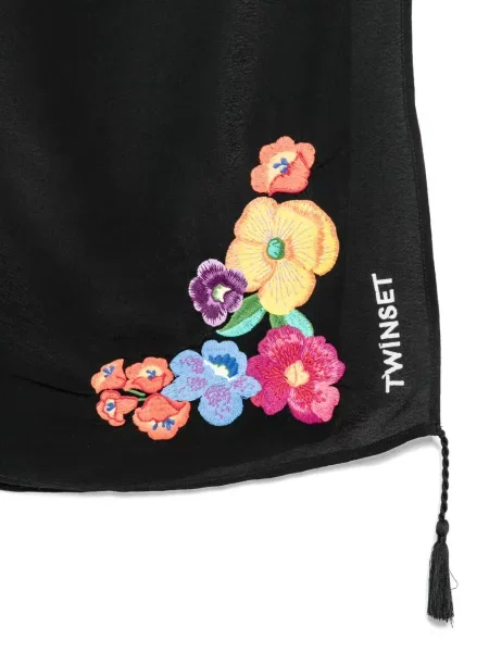Fular Twinset cu model floral negru