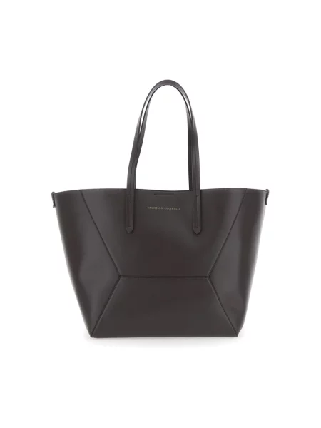 Torebka skórzana Brunello Cucinelli skórzana brązowa