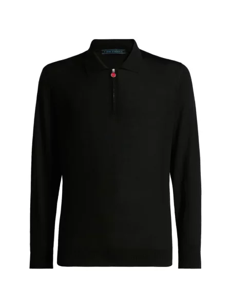 Gulerat tricou polo Kiton de lână negru