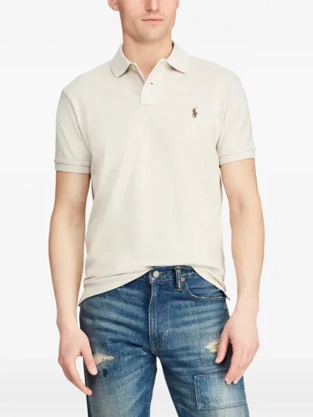 Matlasat tricou polo Polo Ralph Lauren cu decolteu rotund cu autograf roșu