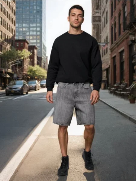 Sinsay Volné džínové šortky šedá