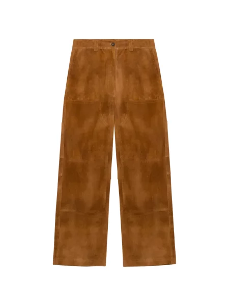 Pantaloni Simkhai din piele de căprioară maro