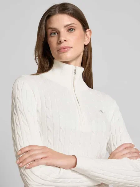 Sweter Gant z logo biały