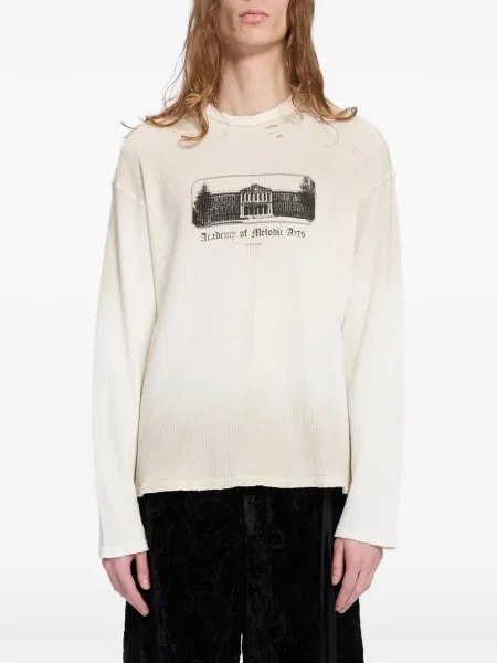 Lung tricou Ann Demeulemeester zdrențuiți tricotate