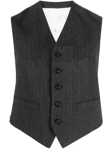 Kamizelka na guziki Maison Margiela w paski z nadrukiem szara