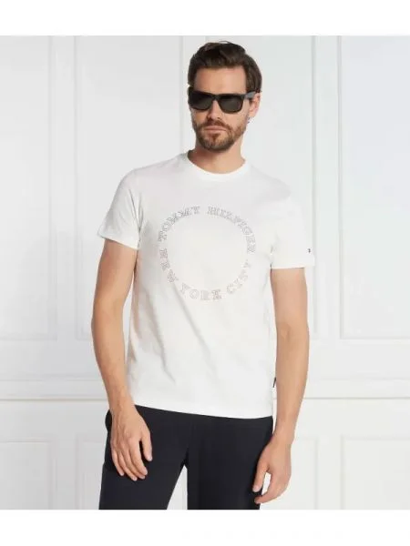 Tommy Hilfiger Tricou MONOTYPE ROUNDLE alb