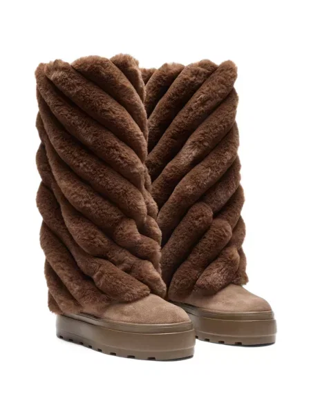 Botine Casadei cu blană maro