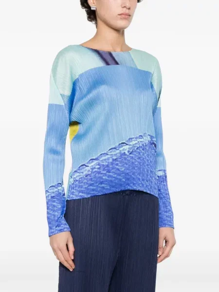 Bluză Pleats Please Issey Miyake plisată albastru