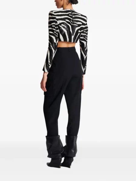 Geacă Balmain cu imagine cu model zebră alb