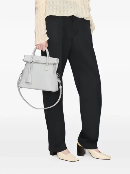 Кожена шопинг чанта Maison Margiela сиво