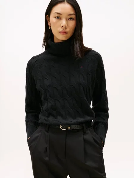 Pulover Tommy Hilfiger de lână negru