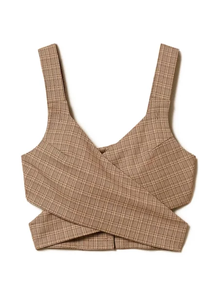 Cropp bluză Twinset în carouri maro