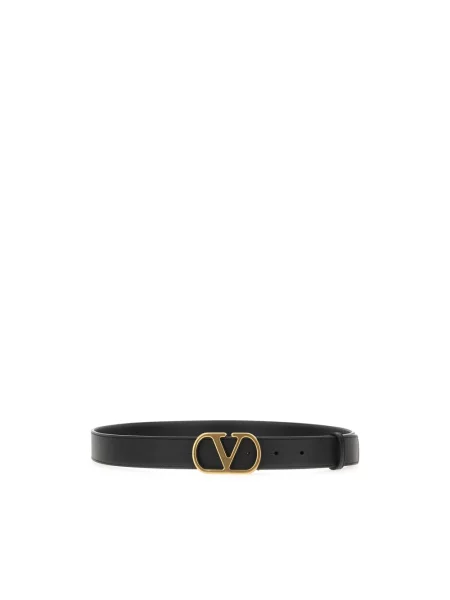 Lniany pasek Valentino Garavani czarny
