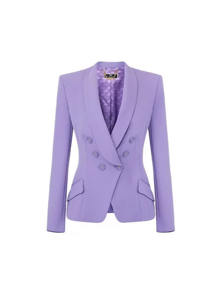 Marynarka Elisabetta Franchi z krepy dwurzędowa fioletowa