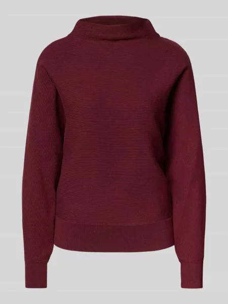 Sweter z dzianiny z mieszanki ze wzorem ze stójką Zero czerwony