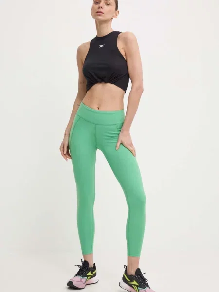 Tréninkové legíny Reebok LUX COLLECTION hladké zelená